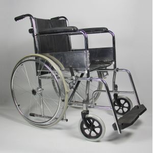 Custom Color Folding Steel Wheelchair Flip Back PU Seat And Armrest