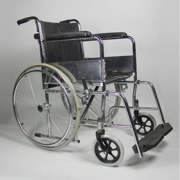 Custom Color Folding Steel Wheelchair Flip Back PU Seat And Armrest