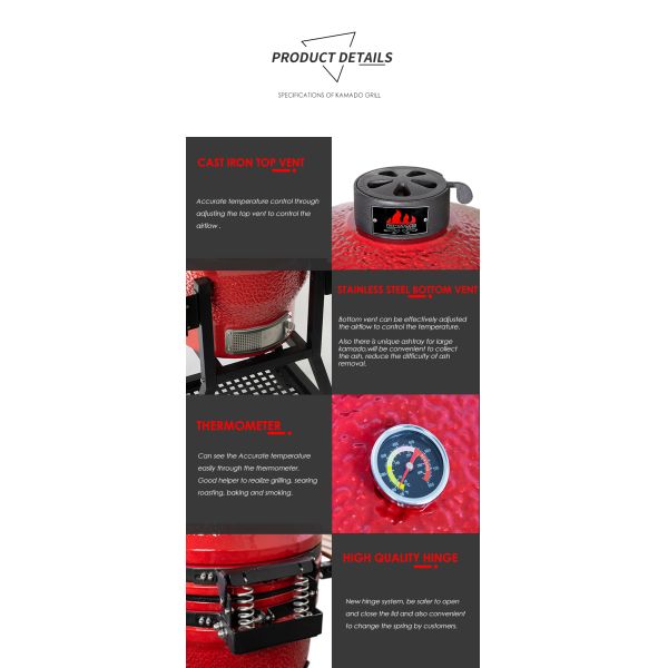 Kimstone High Quality Kimber Series Kamado Oven Charcoal Bbq Grill for Indoor and Outdoor Portable