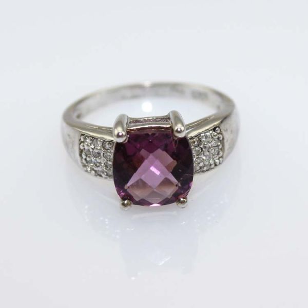 18k Yellow Gold Plated 925 Silver Ring with 8x10mm Yellow Cubic Zircon (F24)