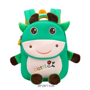 Cow Waterproof Kids Backpack Cartoon 3D Animal Kindergarten Girls Fashion