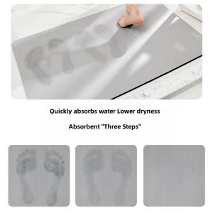 Non-Slip Printing Pattern Diatomite Shower Mat Set for Quick Drying Bathroom