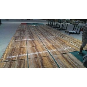 Golden yellow wooden grain natural marble tile and slab