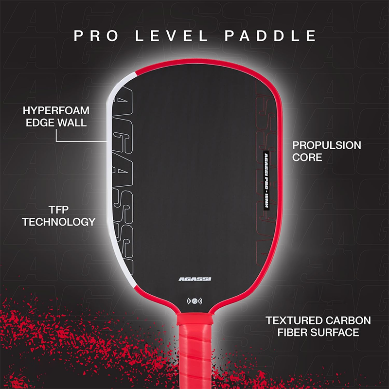 Higooo Customizable Gen4 Agassi Pro16mm T700 Carbon Fiber 16mm Pickleball Paddle
