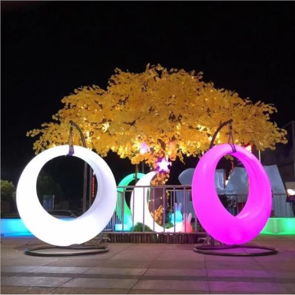 Outdoor Entertainment colorful hanging swing chair lighting Remote Control LED