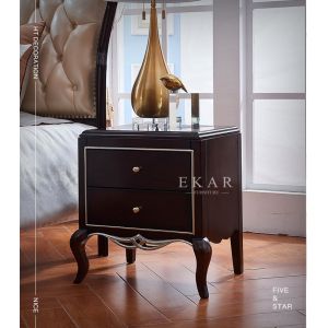 Wooden Bedside Table Antique Nightstand With 2 Drawer