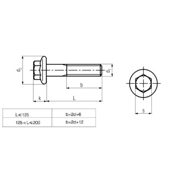Hex Head Flange Bolts 12.9 Grade Alloy Steel Materials Phosphated Treatment DIN 6721