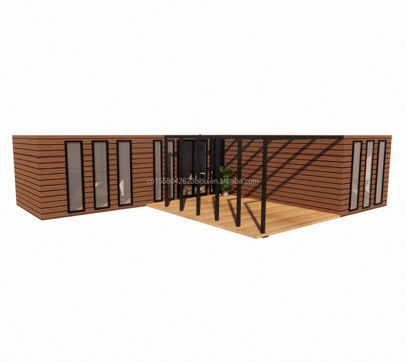 Customized Color Eco-Friendly Living Solution Prefab Steel Houses Combined with 20ft or 40ft Options and Container Houses