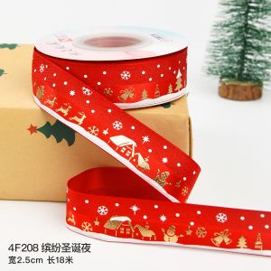 2cm 2.5cm Christmas Printed Ribbons ISO14001 Personalised Xmas Ribbon