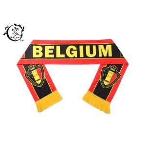 Belgium Custom Winter Soccer Team Scarves , Fleece Printed Football Scarves