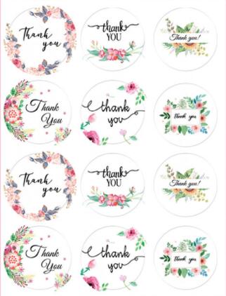 Round Shape Thank You Self Adhesive Sealing Stickers 2.5*2.5cm Waterproof