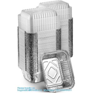 Disposable Takeout Pans With Clear Lids | 1lb Capacity Aluminum Foil Food Drip