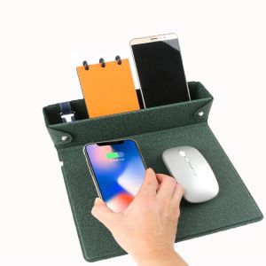 China Magnetic Wireless Charging Leather Desk Pad Multifunctional Folding on sale