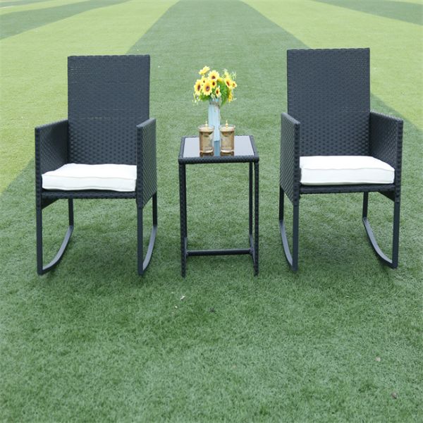 PE Rattan Woven 3 Set Table Chair Hot Sale Best Design swing chair Outdoor Furniture Set High Quality 300 Kg Capacity