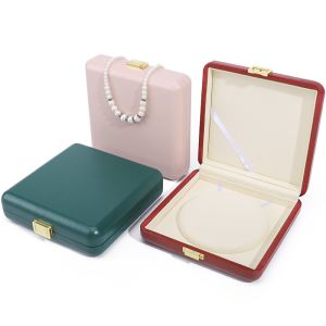 Sumptuous Durable PU Leather Pearl Necklace Packaging Case Large Jewelry Box