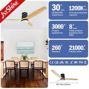 Led Ceiling Fan With Remote Control ,52 Inches Flush Mounting Quiet Dc Motor