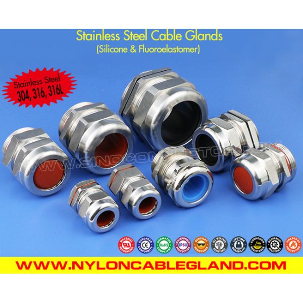 Ozone & Temperature Resistant 304, 316, 316L Stainless Steel Cable Gland IP68 with Silicone Seals