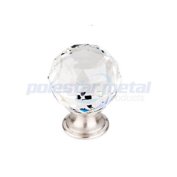 Crystal Brushed Satin Nickel Zinc Alloy Ring Pull Cabinet Hardware With 1 3/8