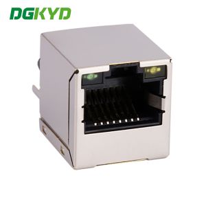 RJ45 Network Connector With Transformer , 180 Degree Gigabit Communication