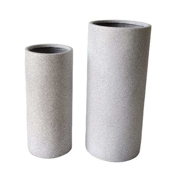 Size 1 30*30*60cm Marble Grey Cylinder-shaped Fiber Stone Flower Pot for Garden Decor