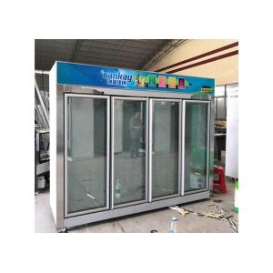 Stainless Steel Shelf Beverage Display Cooler , Custom Supermarket Display