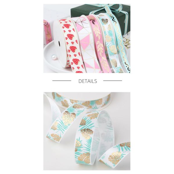 Printed Decoration Ribbon Bow Christmas Gift Decoration 15 Mm Satin OEM custom ribbon gilding ribbon