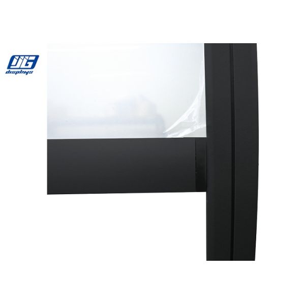 Black Painted Profile Poster Display Stands Curving Double Poles Poster Holder