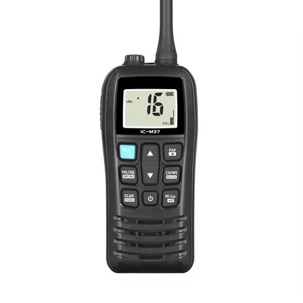 IC-M37 Portable Handheld VHF Marine Radio with 3500-4000mAh Battery 16 Storage Channels and 136-174MHz Frequency for Long-Term Distance Communication