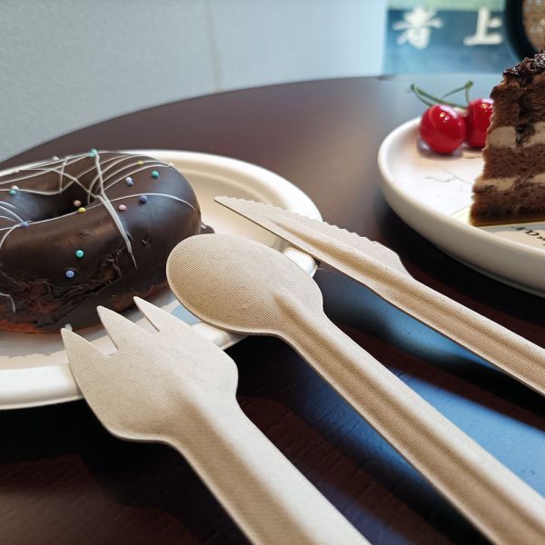 Buy 100% Biodegradable Edible Bagasse Paper Cutlery Set For Events at wholesale prices