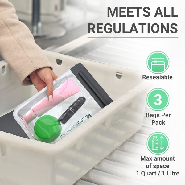 Buy Quart Size Zipper Bags- Triple-sealed Seam Leakproof Clear Cosmetic Bag for Liquids & Makeup- Portable Travel Size at wholesale prices