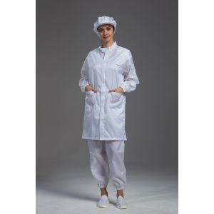 Anti Static ESD Cleanroom White Lab Coat Autoclavable Washable Garment For