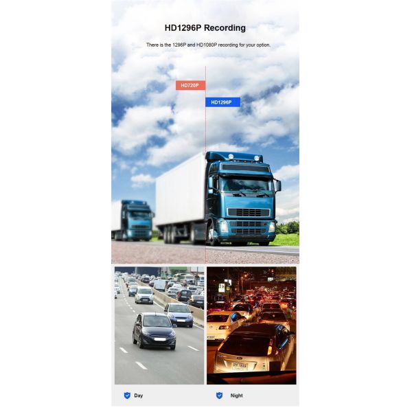 AHD 720P Vehicle Truck 9.66 Inch Screen Dash Cam Recorder DVR 4CH