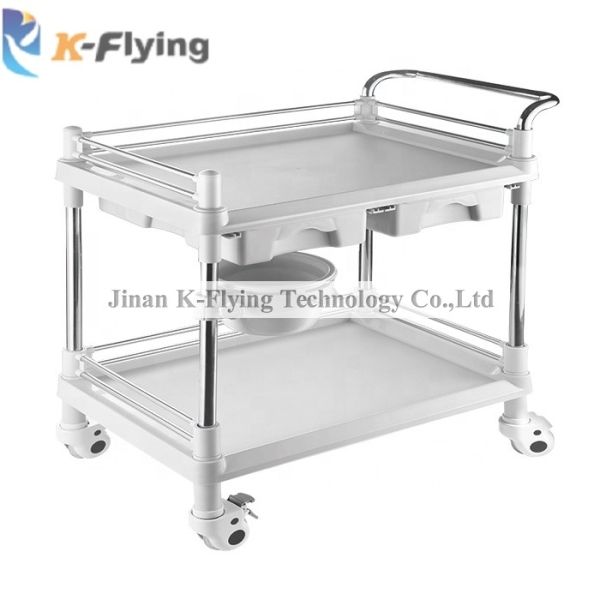 4 PVC Mute Wheel Medical Equipment Trolley With Guard Rail