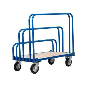 Blue 4 Wheel Board Trolley Material Handling Equipment Fabrication