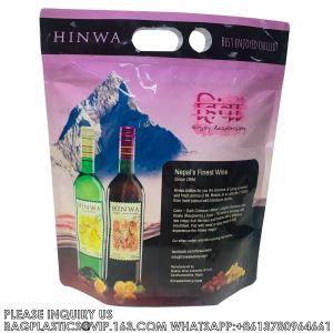 OEM Aluminum Foil Biodegradable 1.5L 3L 5L 10L Wine Drinking Stand Up With Valve