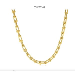 torque simple horseshoe buckle cross necklace 18K Gold Stainless Steel Necklace