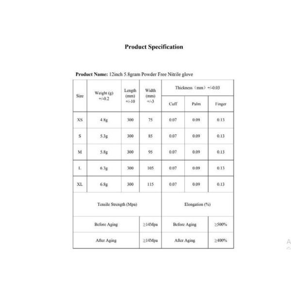 Nitrile Rubber Powder Free Latex XL Disposable Medical Gloves