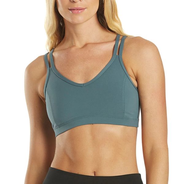 Custom High Impact Casual Running Cross Back Strip Design Yoga Sport Bra Tops for Gym