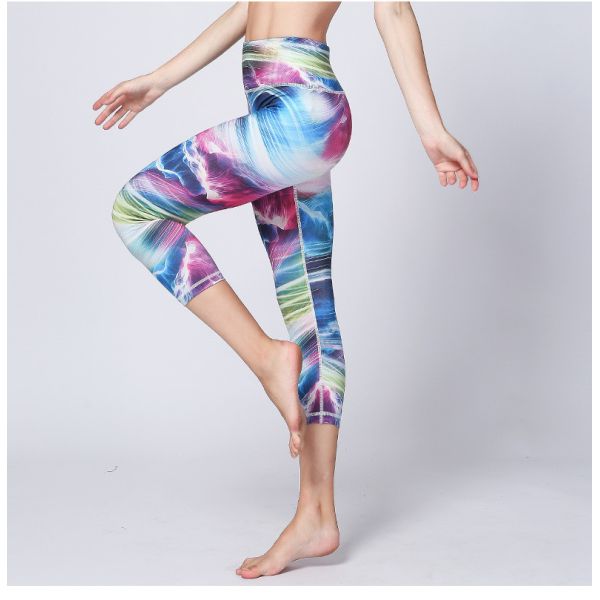 CPG Global Women's Fitness Legging Sport Running Stretched Cropped Pants Yoga Watercolor Print High Quality HK41