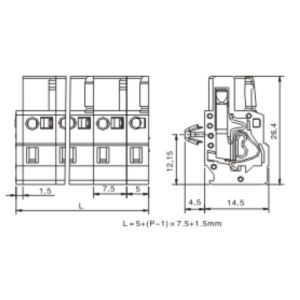 Spring-cage Clamp Terminal Female snap-in syle Pitch: 7.50mm /0.295 in