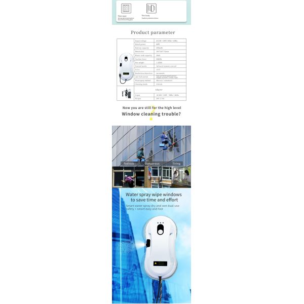 2mins/M2 Window Cleaner Robot Anti Falling Automatic Skyscraper Window Cleaner 24V