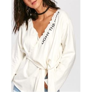 Spring Letter Pattern Long Sleeve Knitted Tip Top Women