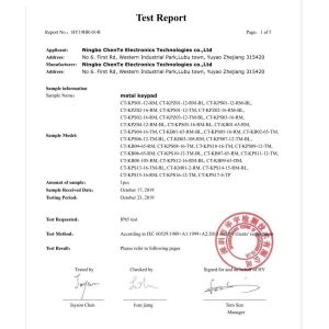 NingBo chente electronics technologies.,co ltd Certifications