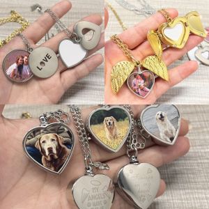Sublimation Heart Shape Sliding Silver Locket Necklace Custom Printing