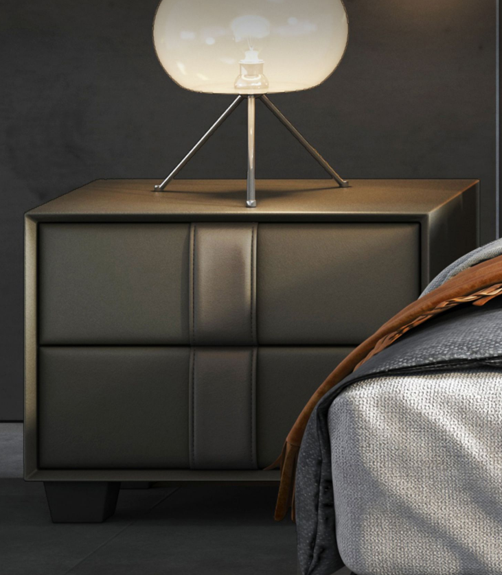 Squishy Corium Modern Bedroom Furniture Matte Dark Gray 1.8 Meters Double Bed