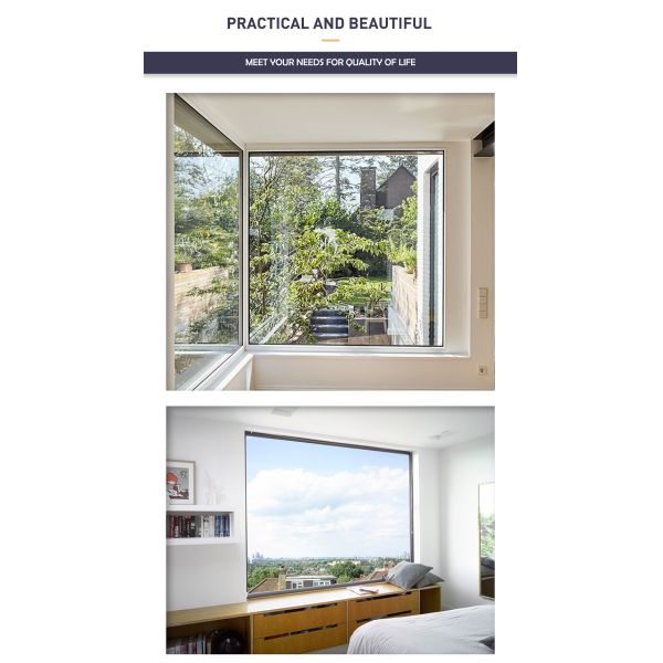 Double Glazed With Hurricane Impact Glass Swing Aluminum Horizontal Hanging Picture Window