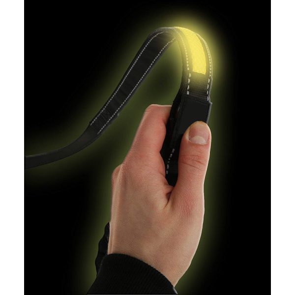 Nylon Rechargeable LED Light Up Dog Leash 47.2 - 59 Inches With Micro USB Cable