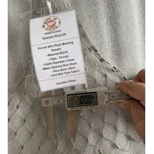 20m*20mm Hole Size 1mm Wire Diameter Stainless Steel Ferrule Wire Rope Mesh For