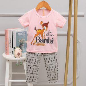 Quality Leisure Children Short Sleeve Pajama Set No Allergy Deer Print Pajamas for sale