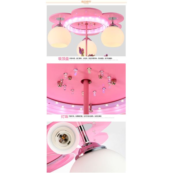 Modern Pink Ceiling Lights Deco Living Room Children Cartoon Princess Chandelier(WH-MA-154)